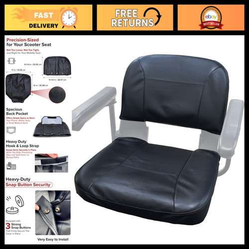 Black scooter seat cover set - black,